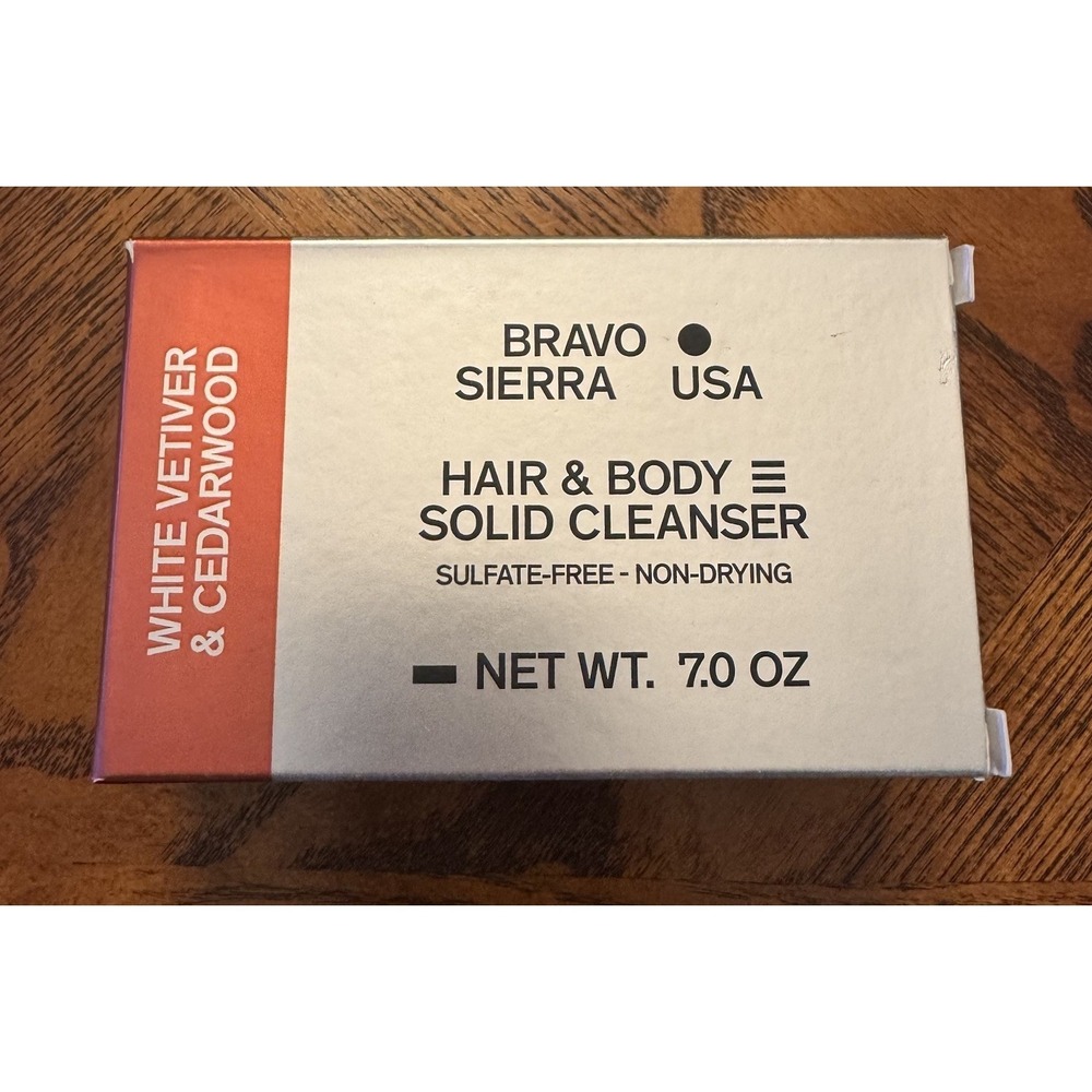 Bravo Sierra USA Hair & Body Solid Cleanser Bar White Vetiver Cedarwood 7oz NEW